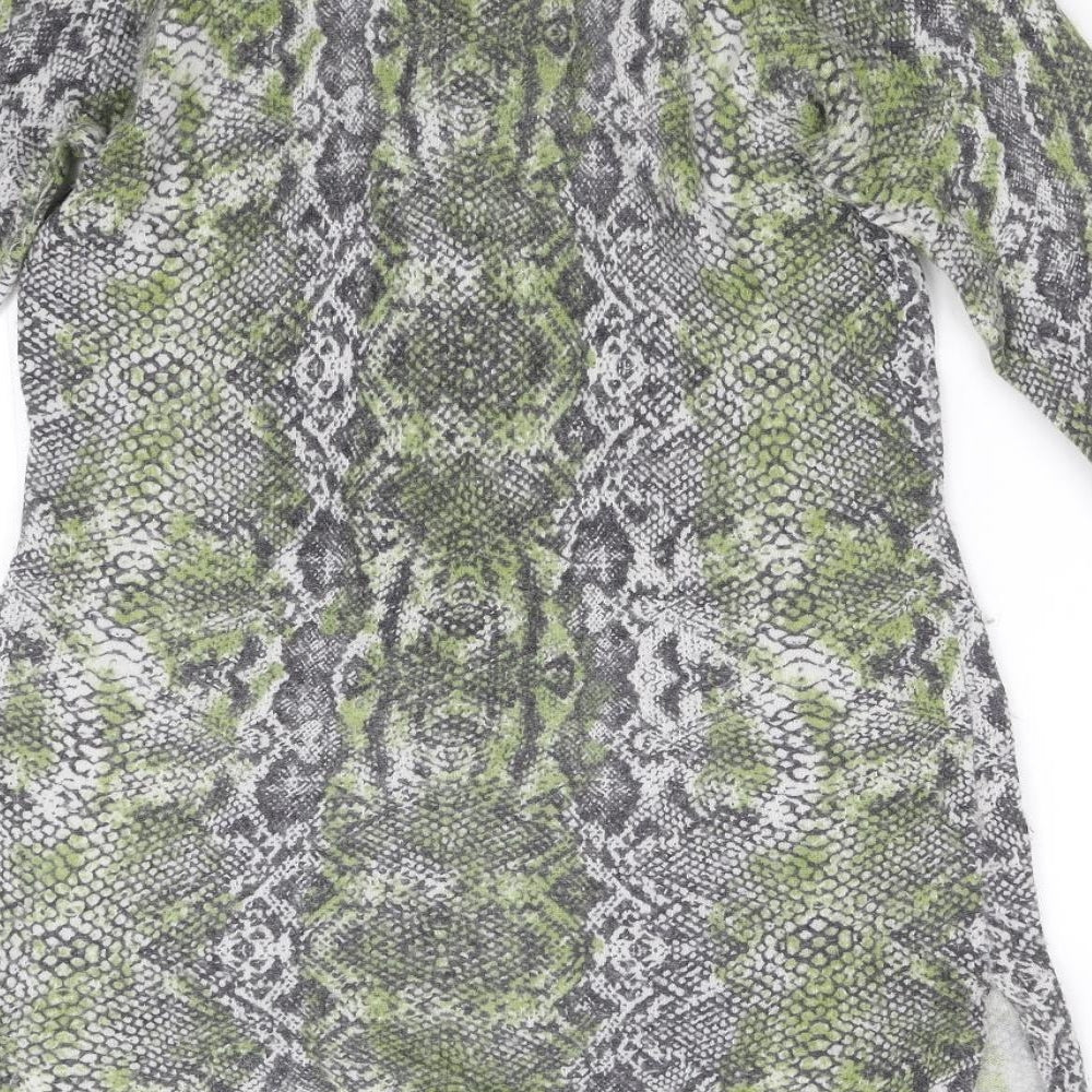 Gharani Strok Womens Green Animal Print Jumper Dress Size S