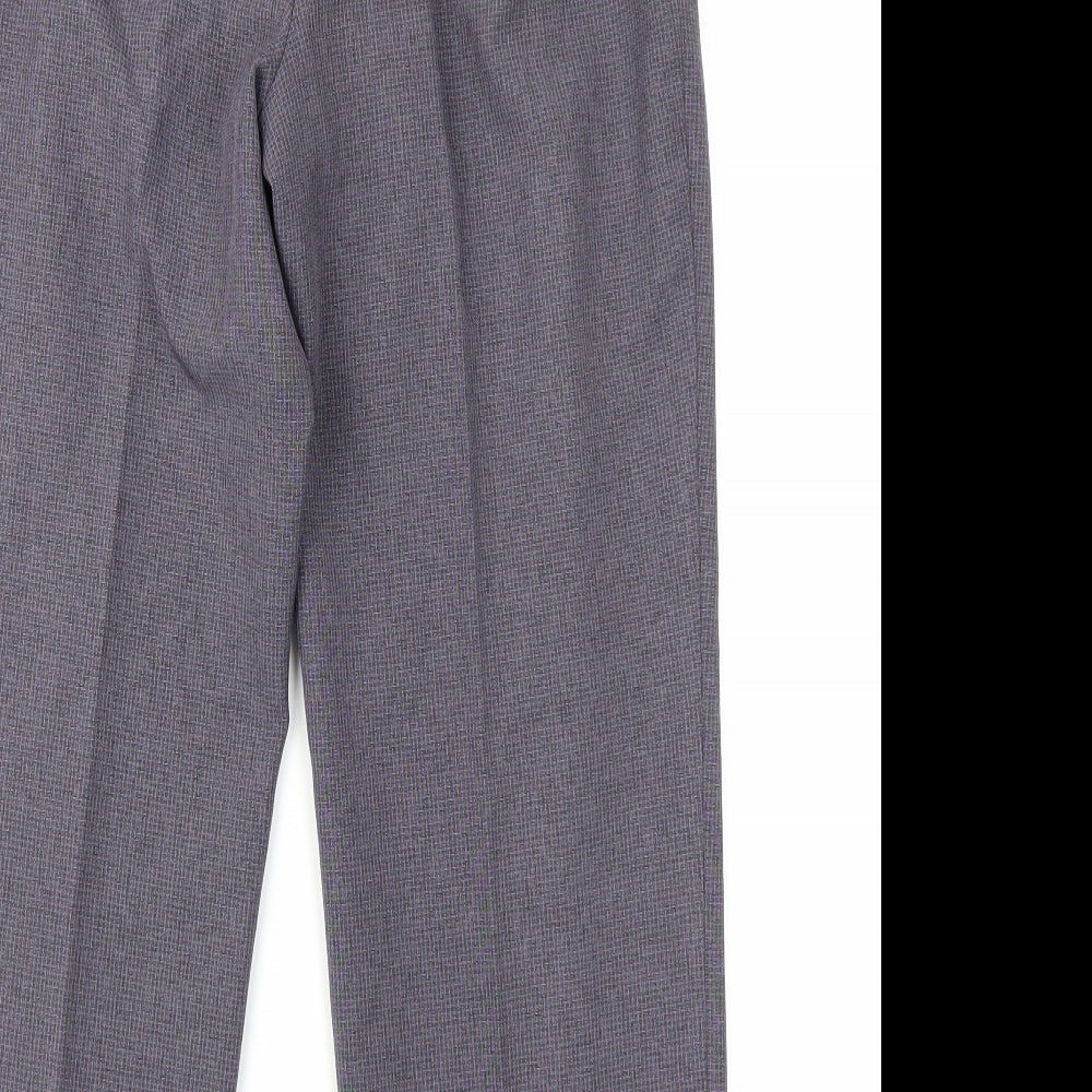 M&S Womens Blue Check Trousers Size 10 L26 in