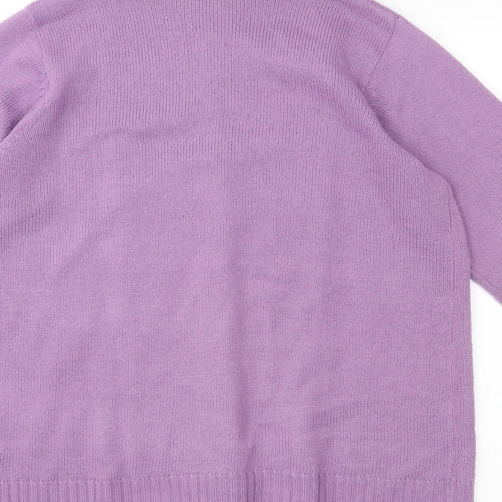 EWM Womens Purple Knit Cardigan Jumper Size S