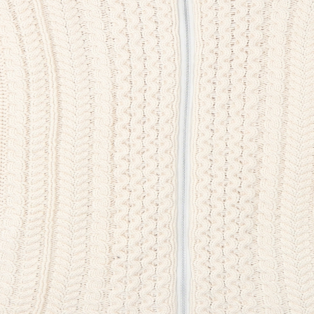 Warehouse Womens Ivory Knit Full Zip Jumper Size L