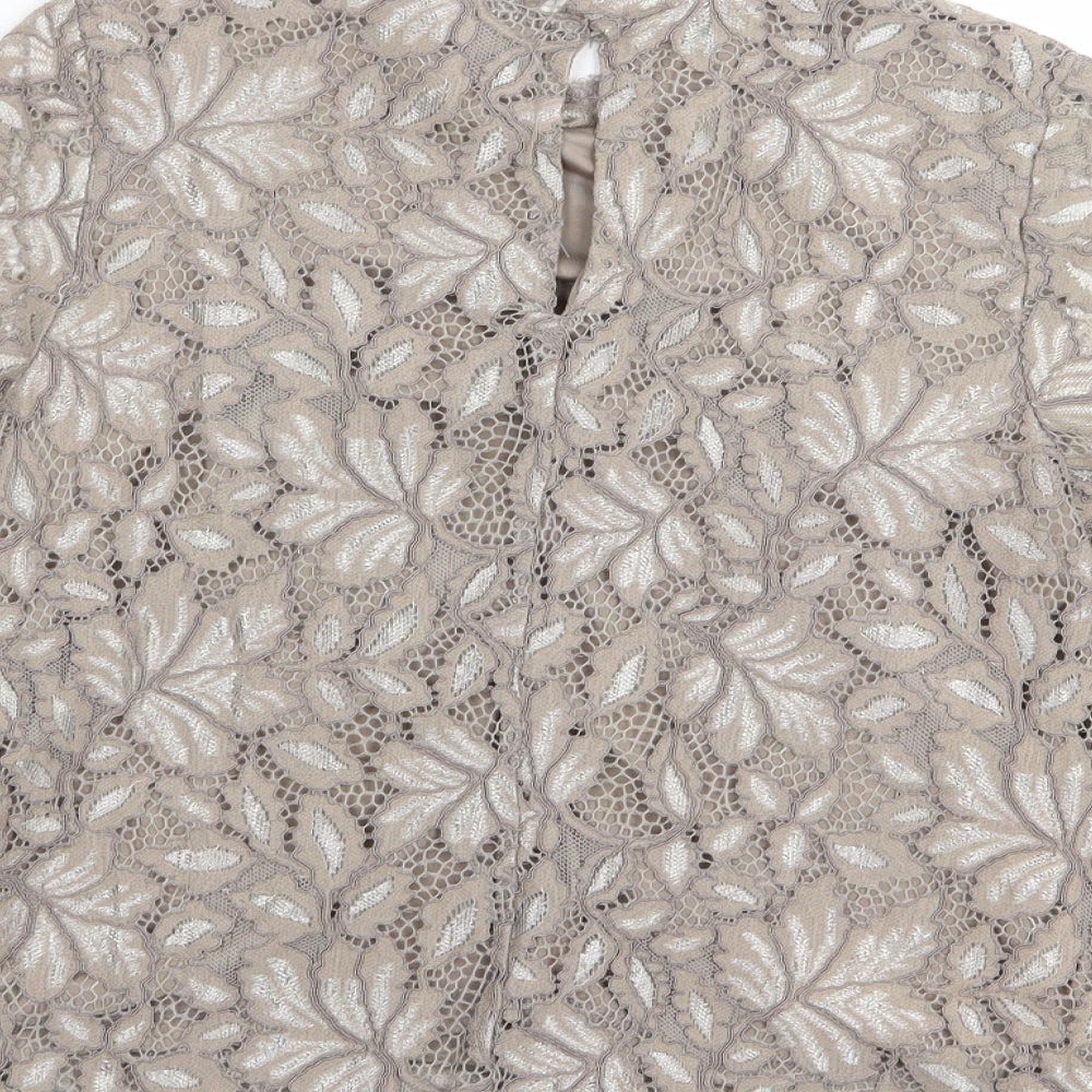 H&M Womens Brown Floral Basic Blouse Size 4