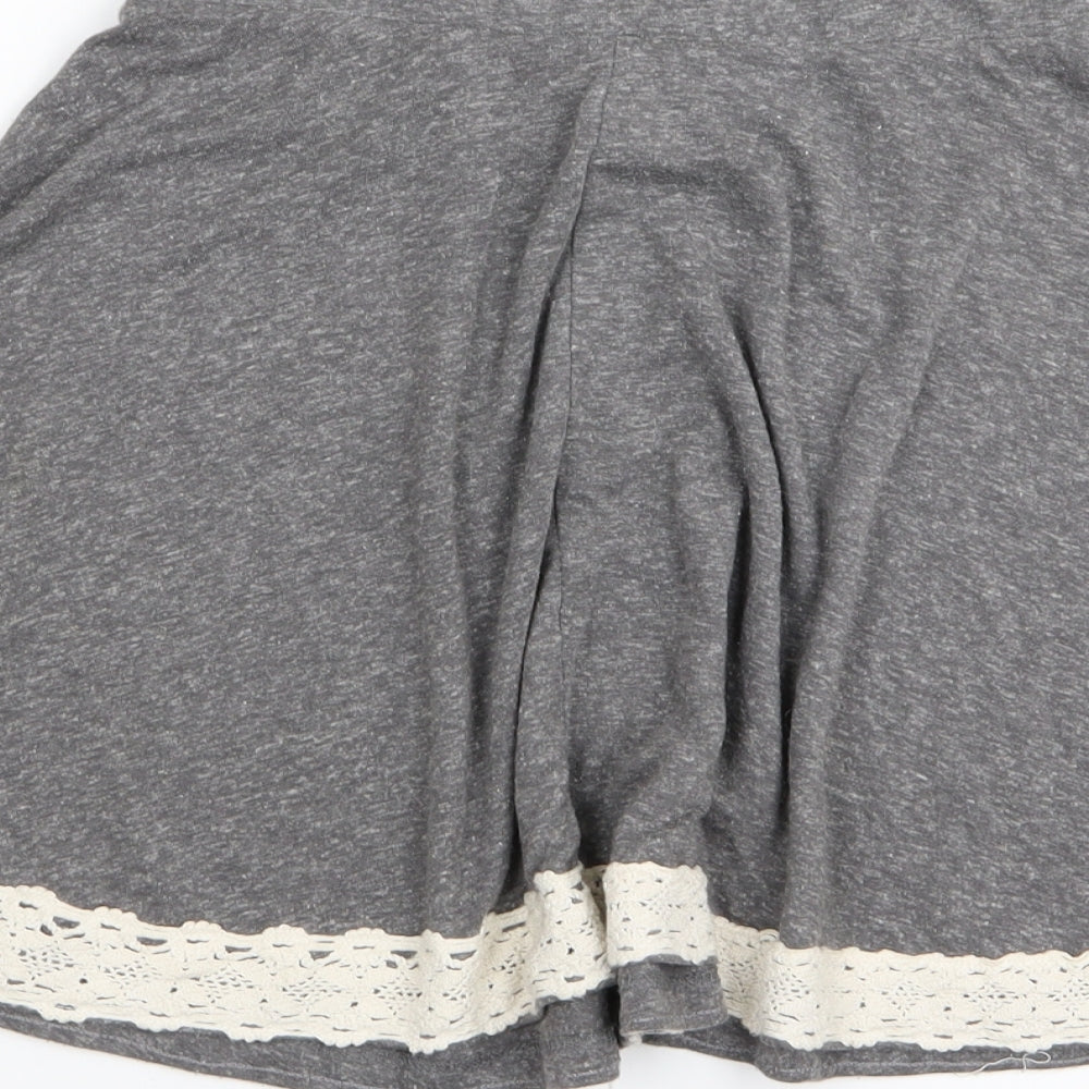 Topshop Womens Grey Flare Skirt Size 6 - Stretch waistband