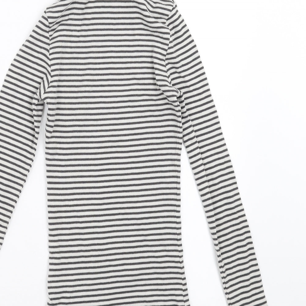 New Look Womens Grey Striped Pullover Jumper Size 6