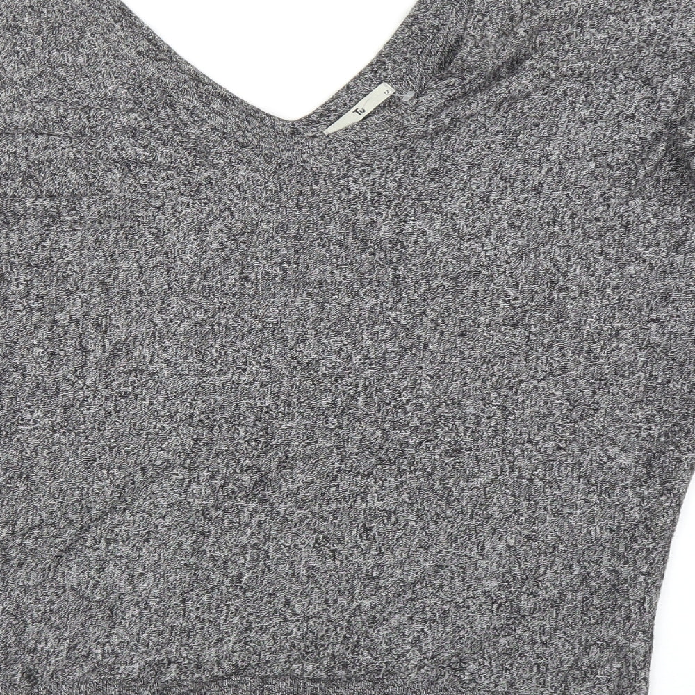 TU Womens Grey Basic Blouse Size 12