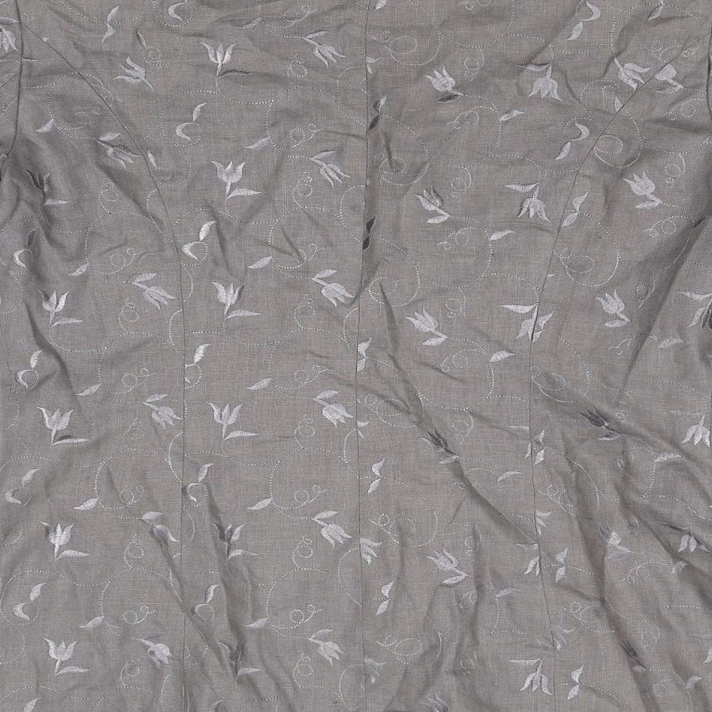 Penny Plain Womens Grey Floral Overcoat Coat Size 14
