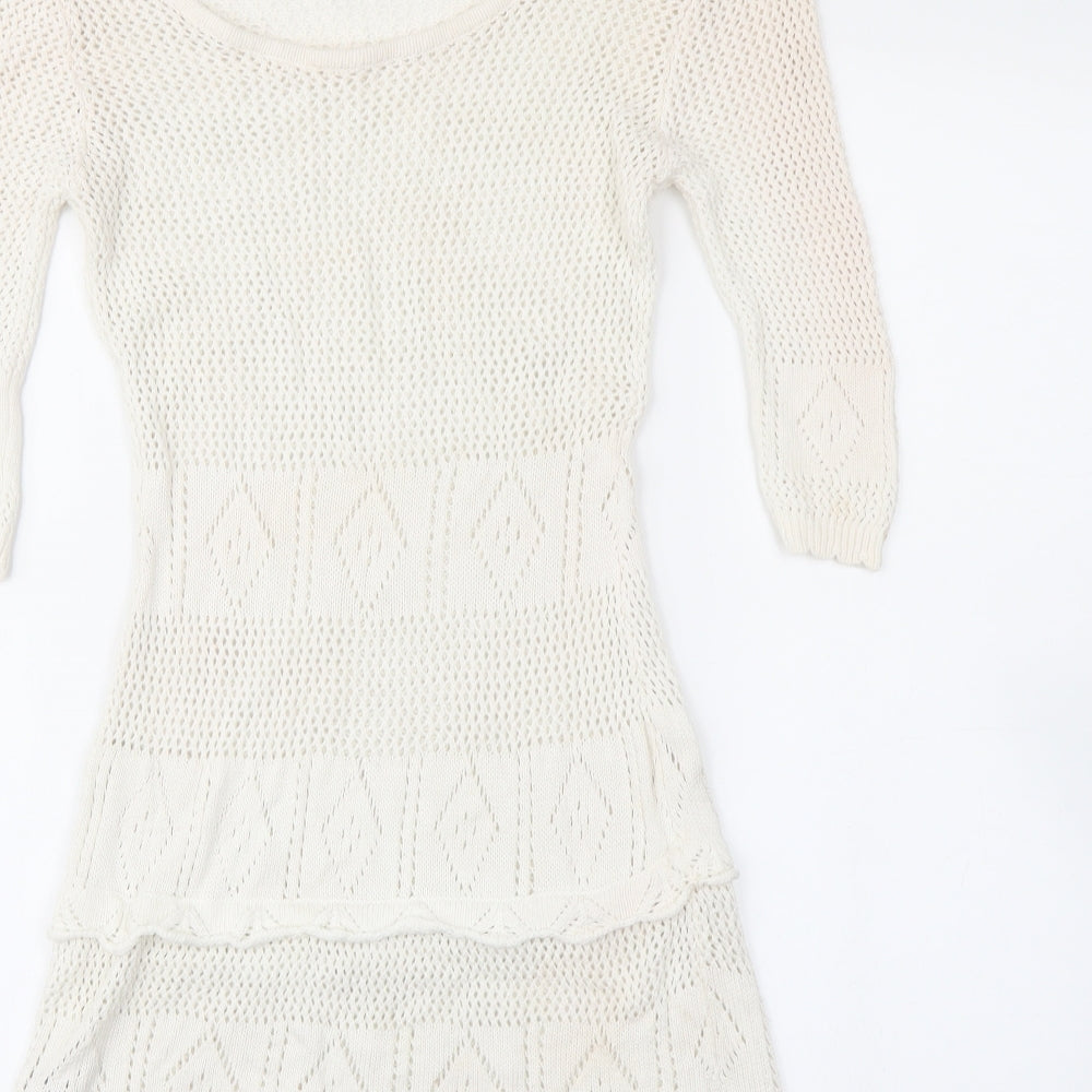 Miusol Womens White Tunic Jumper Size M