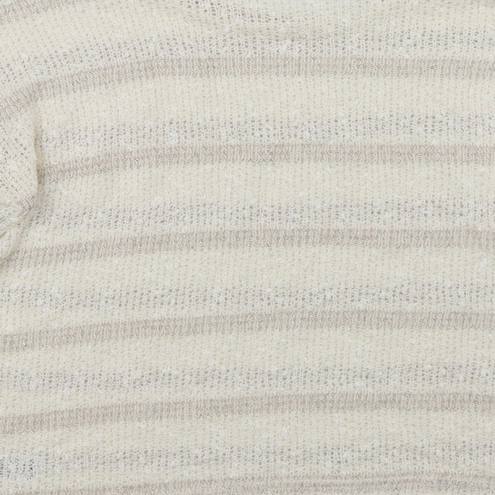 Dorothy Perkins Womens White Striped Pullover Jumper Size 8