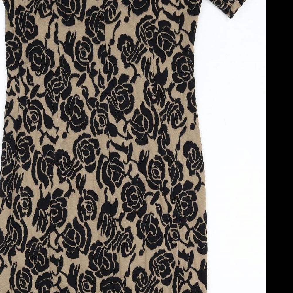 Wallis Womens Brown Floral A-Line Size 12