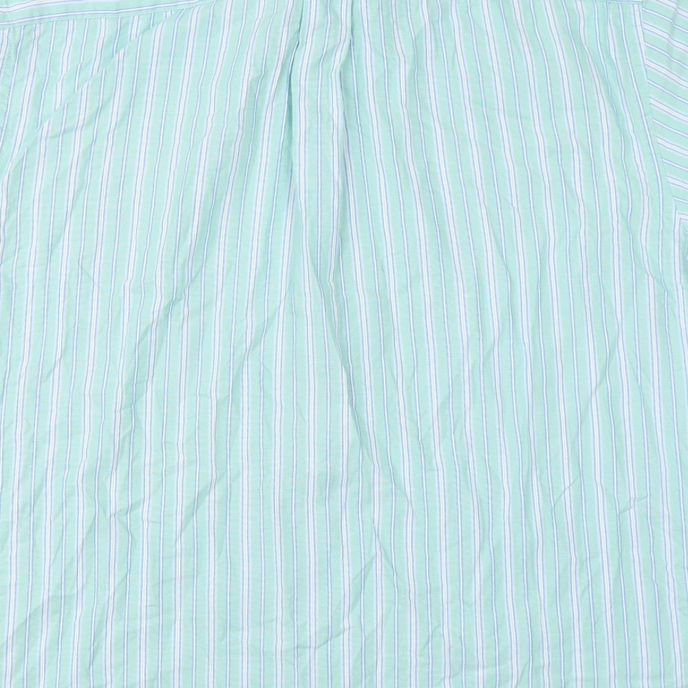 Marks & Spencer Mens Green Striped Button-Up Size L