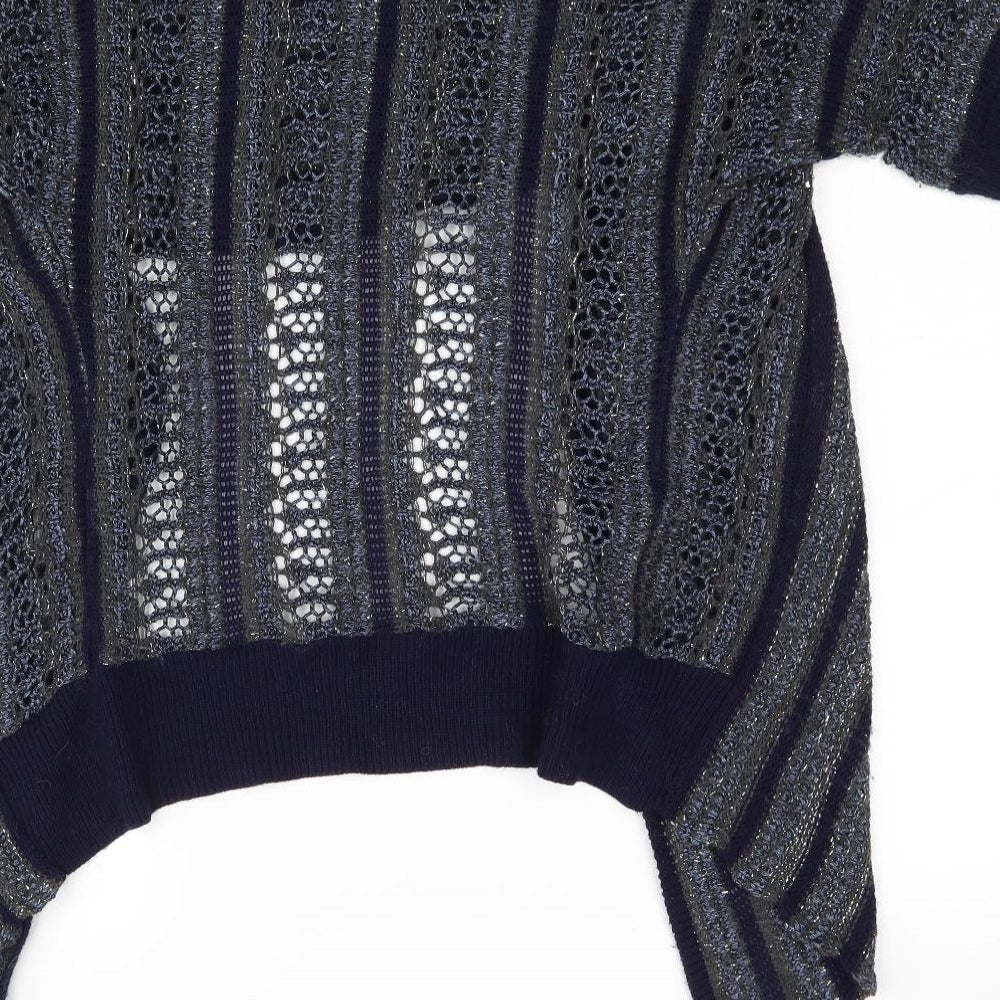 Miss Selfridge Womens Blue Striped Wrap Jumper Size 8