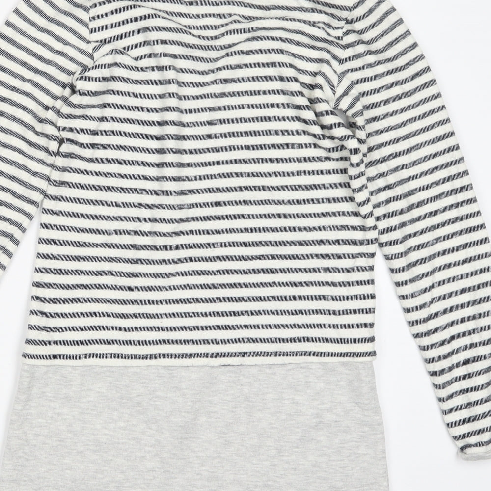 Preloved George Girls White Striped Pullover Jumper Size 10-11 Years - Long - Label