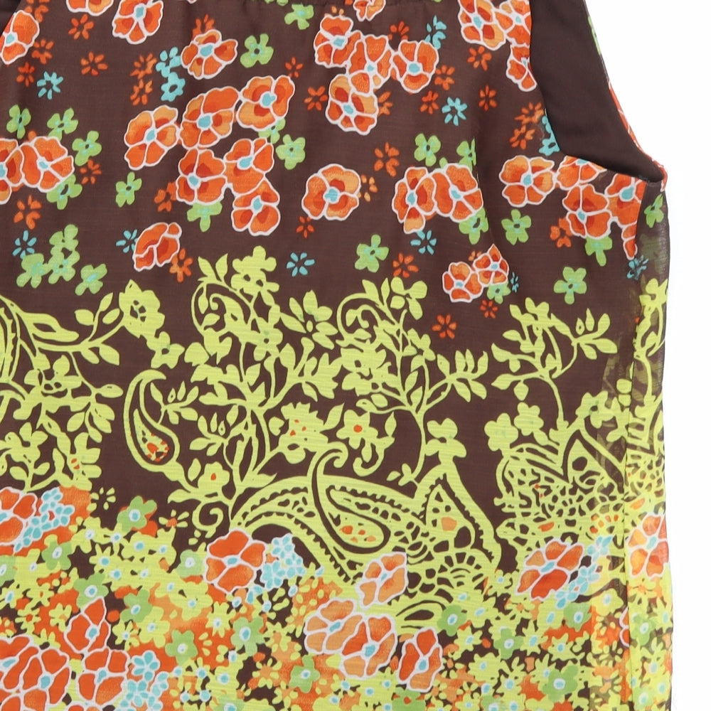 Takara Womens Brown Floral Basic Blouse Size L