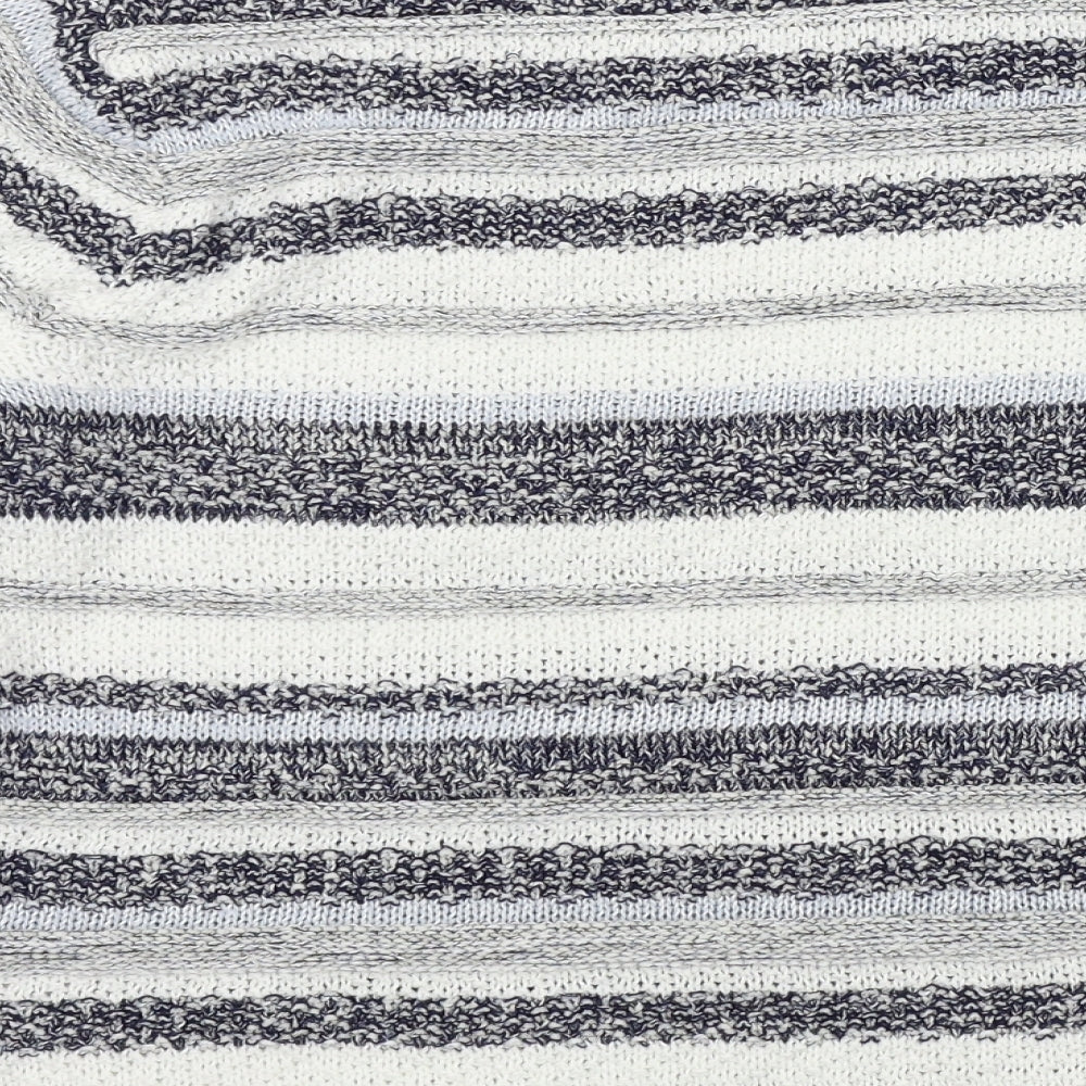 M&Co Womens White Striped Pullover Jumper Size 16