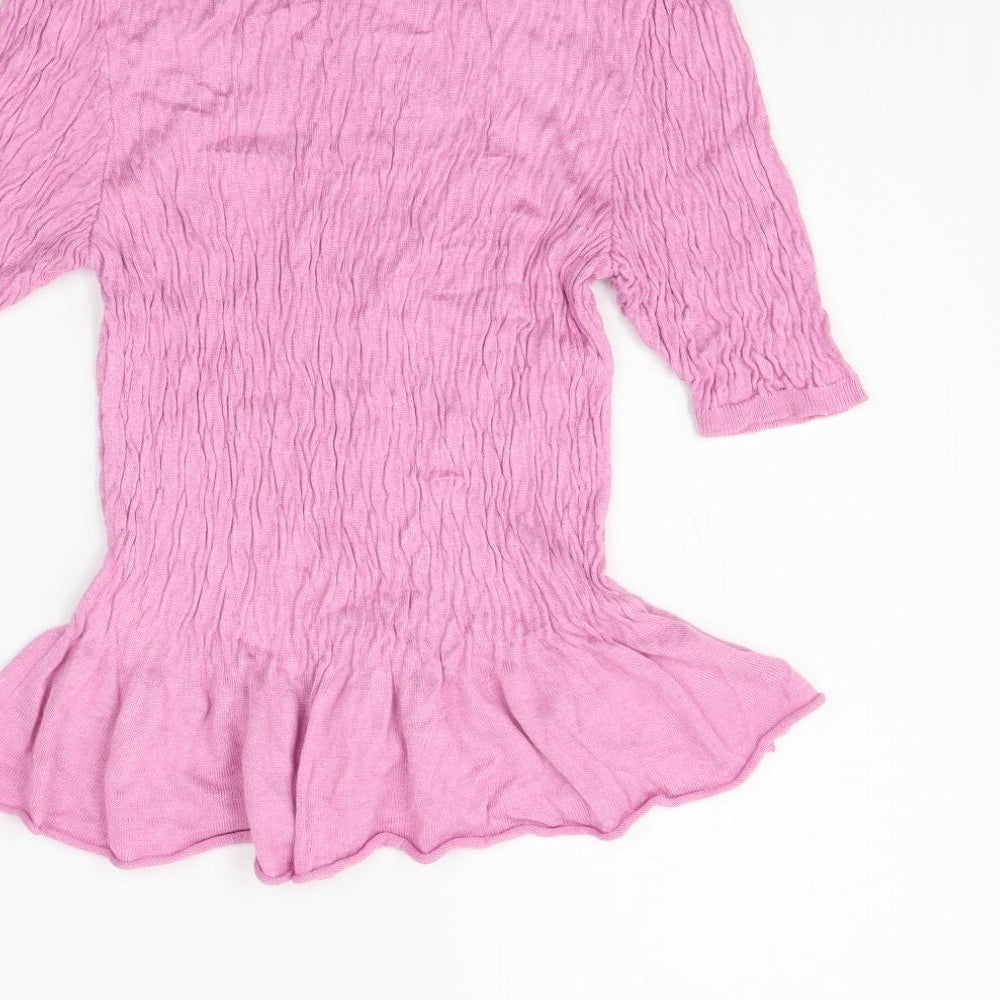 Topshop Womens Pink Basic T-Shirt Size 10