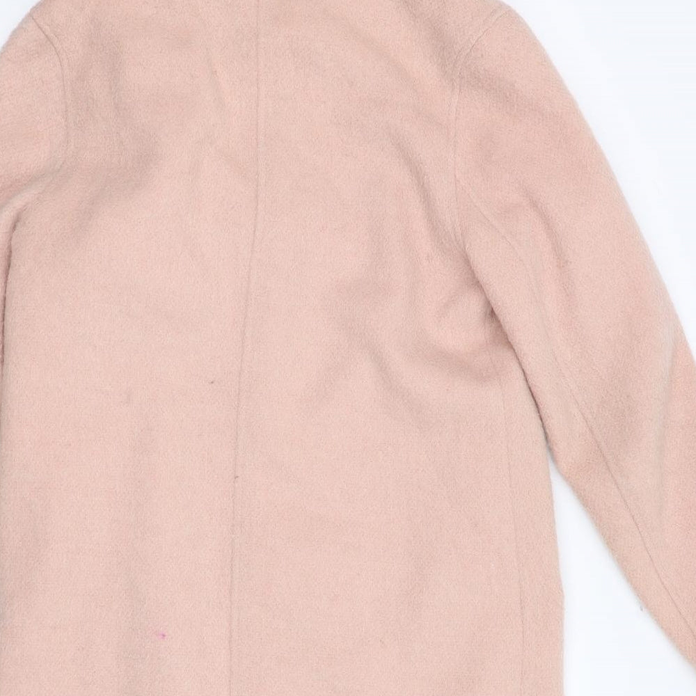 New Look Womens Pink Overcoat Coat Size 12 - Asymmetrical Collar