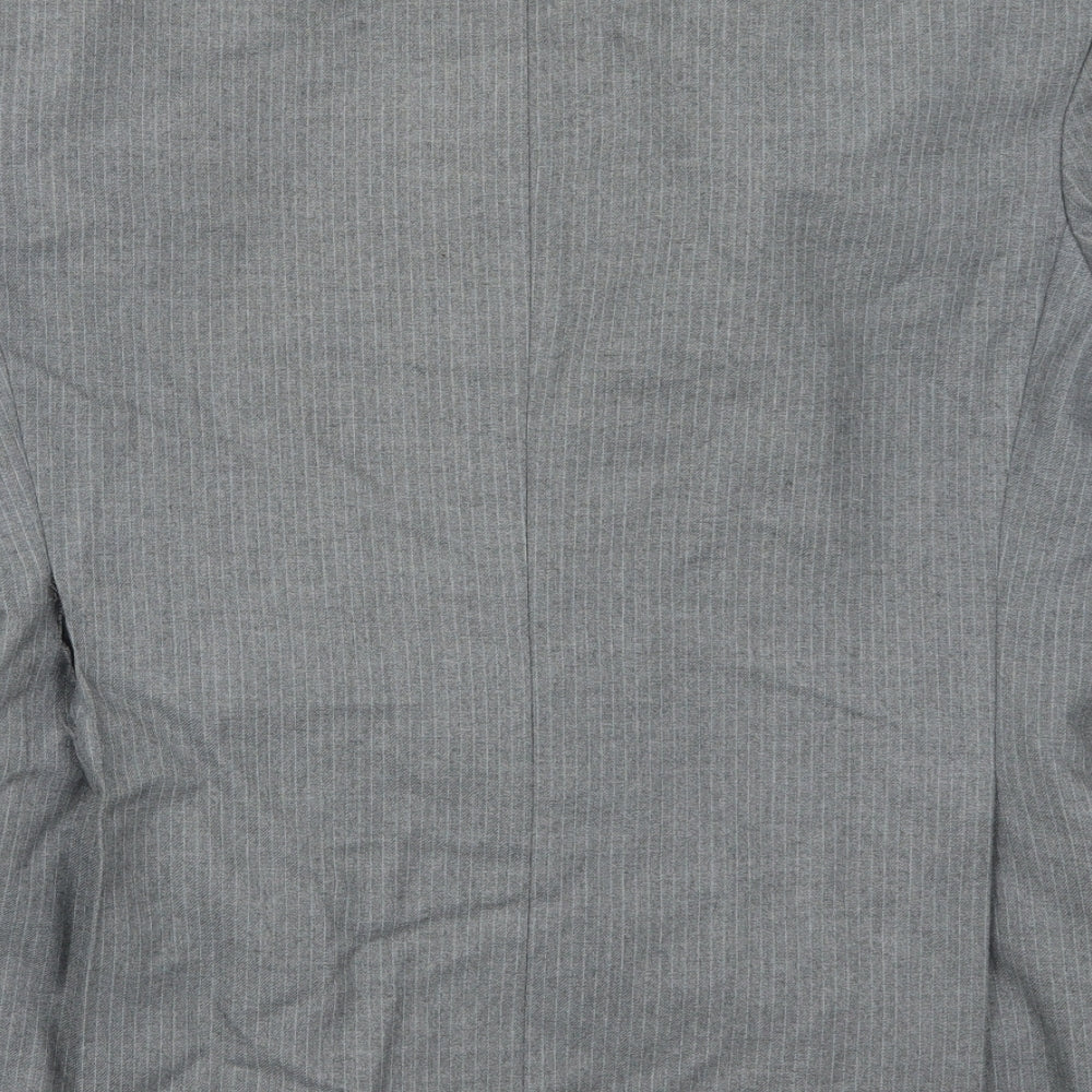Preworn Mens Grey Striped Jacket Suit Jacket Size 42