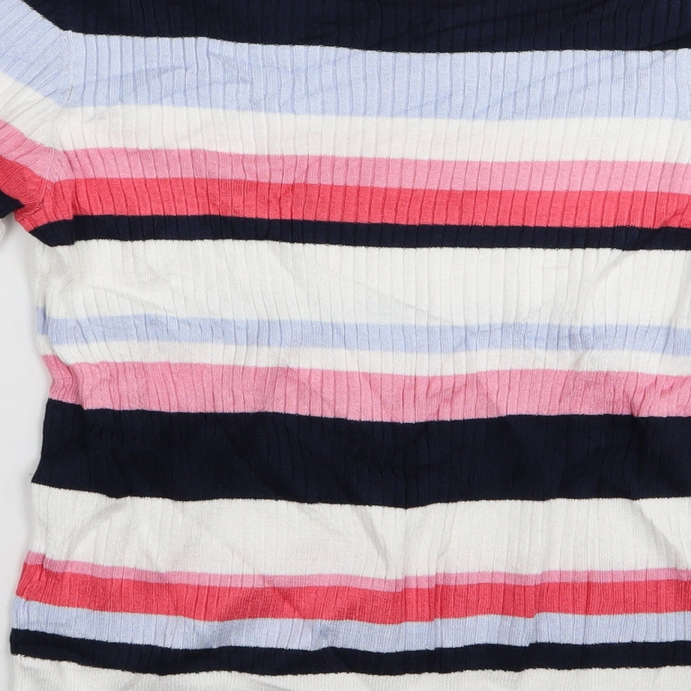 Marks & Spencer Womens Multicoloured Striped Basic T-Shirt Size 12