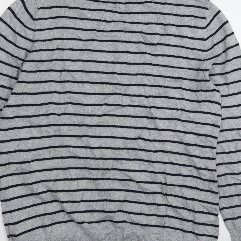 Oasis Womens Grey Striped Pullover Jumper Size M