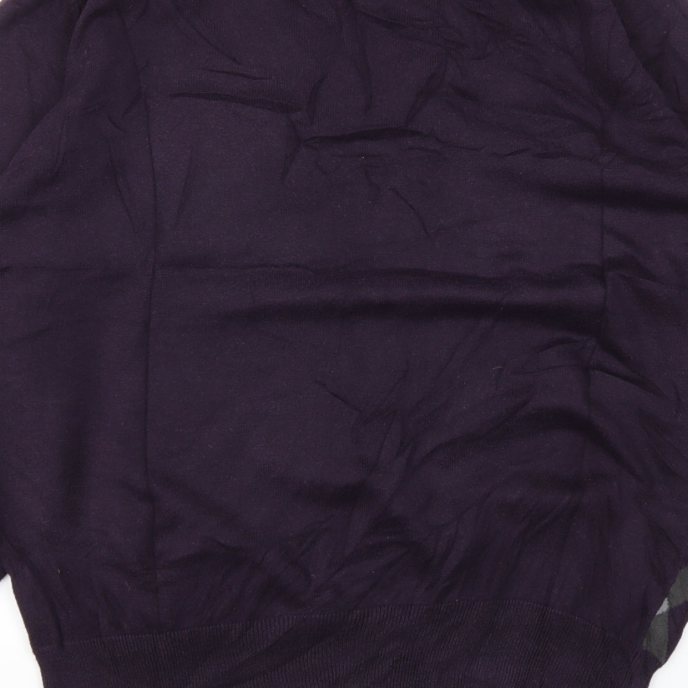 PETERERTH Mens Purple Geometric Pullover Sweatshirt Size L
