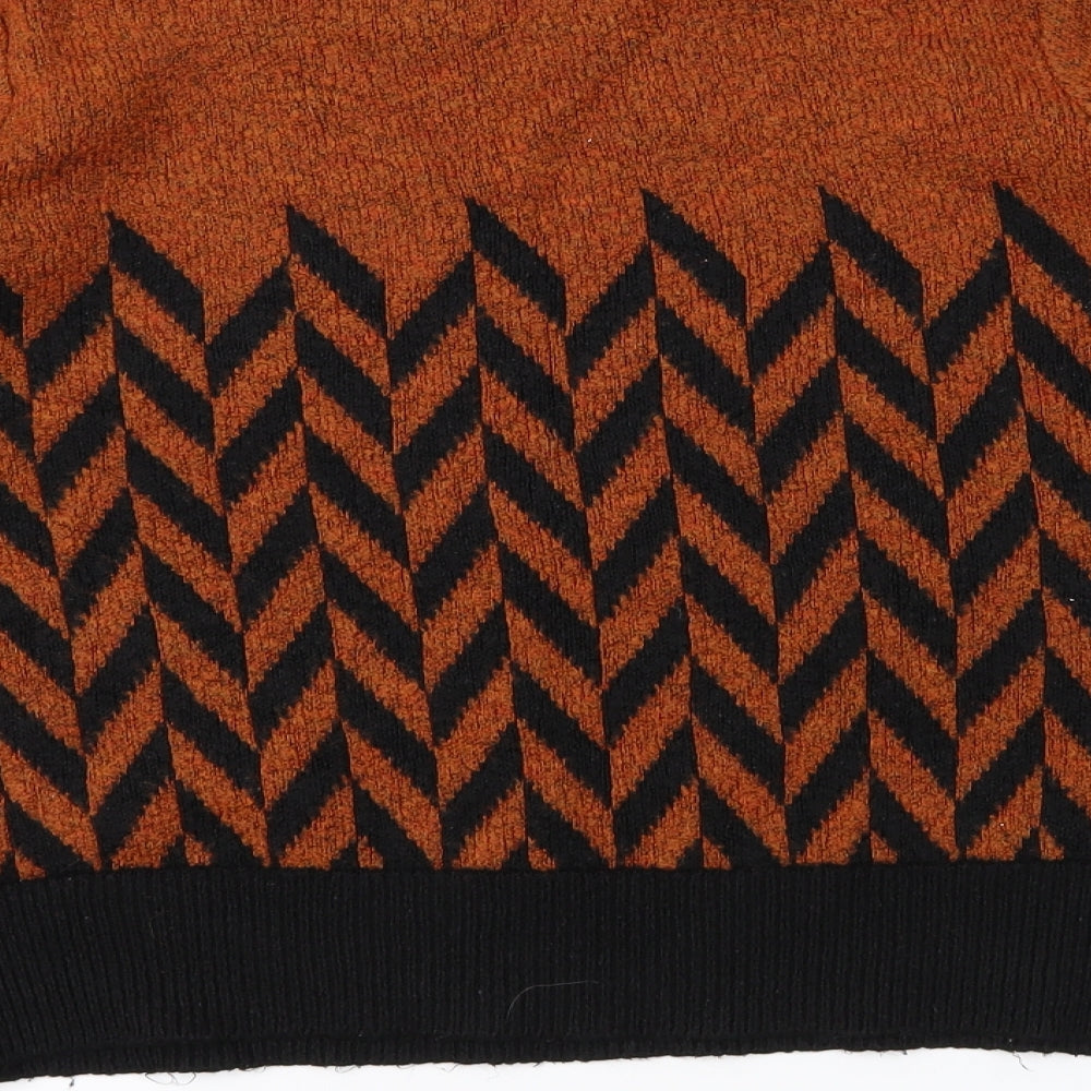 Papaya Womens Brown Geometric Pullover Jumper Size M