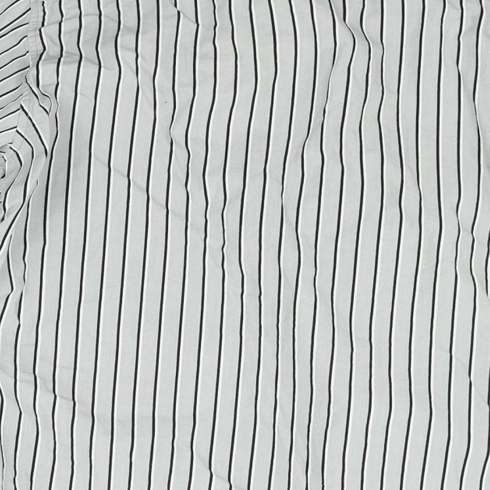 NEXT Mens Grey Striped Button-Up Size L