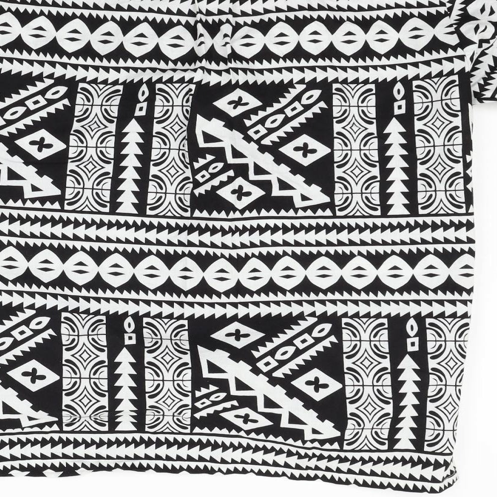 Tepa Womens Black Geometric Basic Button-Up Size S