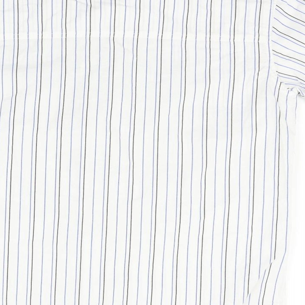 ox Womens Silver Striped Basic Button-Up Size M