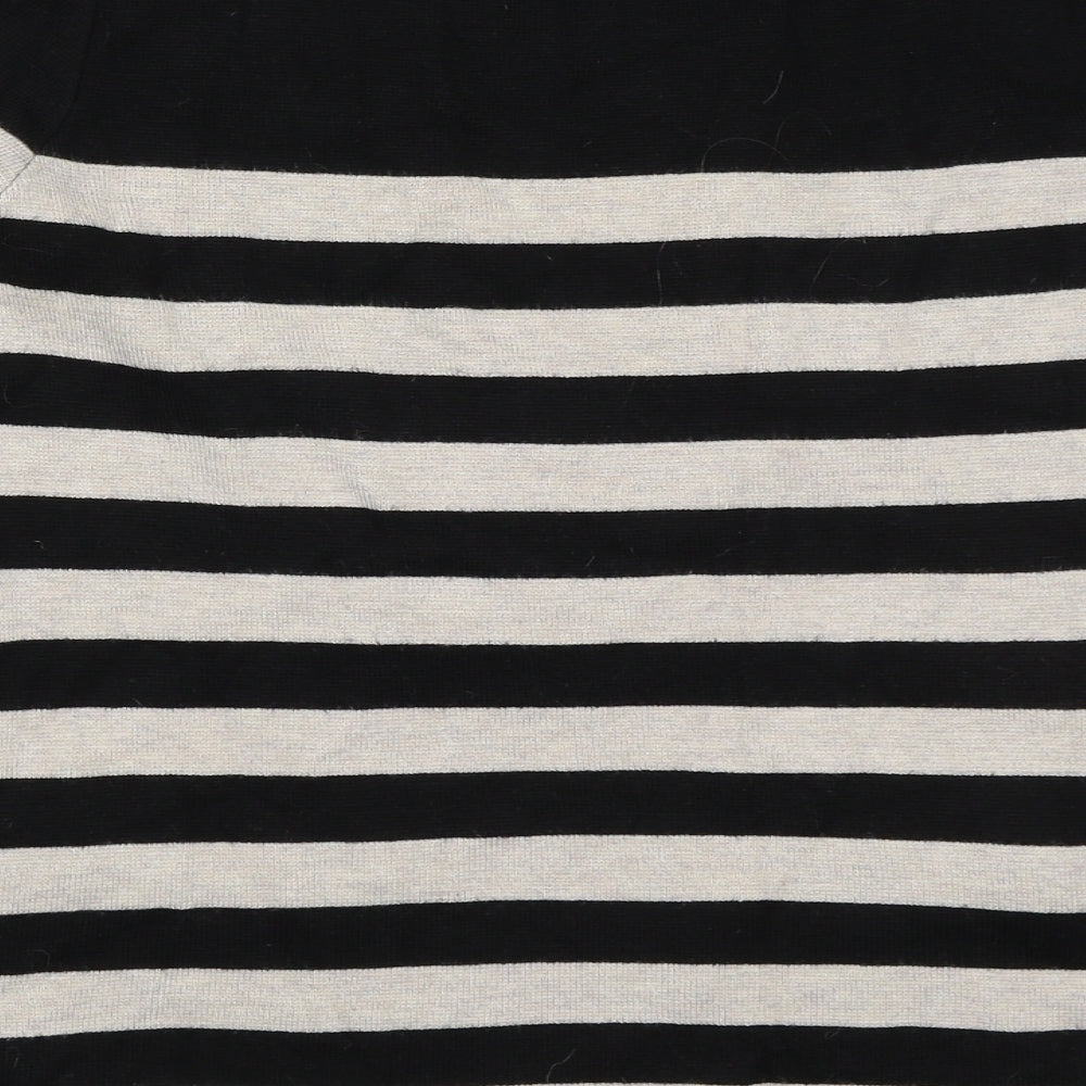 Marks & Spencer Womens Black Striped Pullover Jumper Size 16