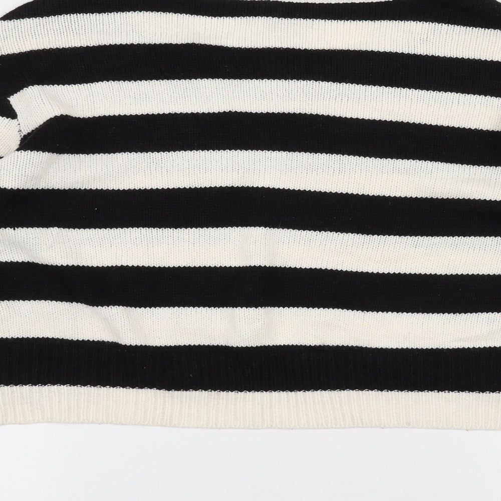H&M Womens White Striped Pullover Jumper Size M