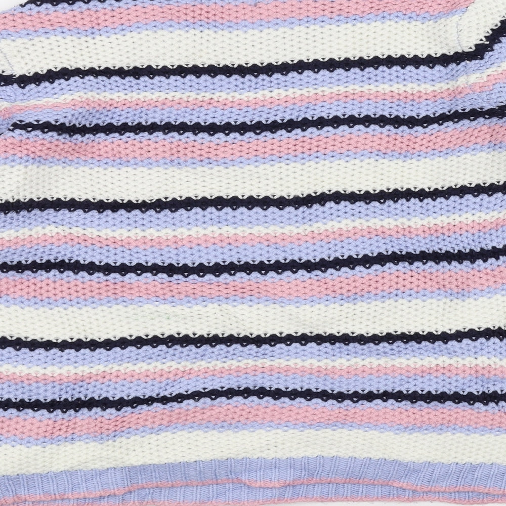 M&Co Womens White Striped Pullover Jumper Size 10