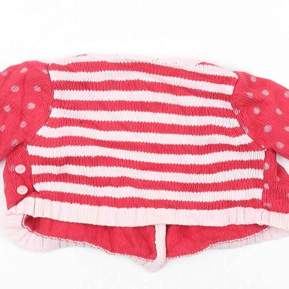 MINIMODE Baby Red Striped Cardigan Jumper Size 0-3 Months