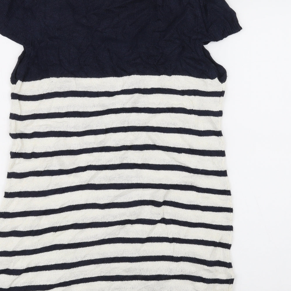 TU Womens White Striped Basic T-Shirt Size 10