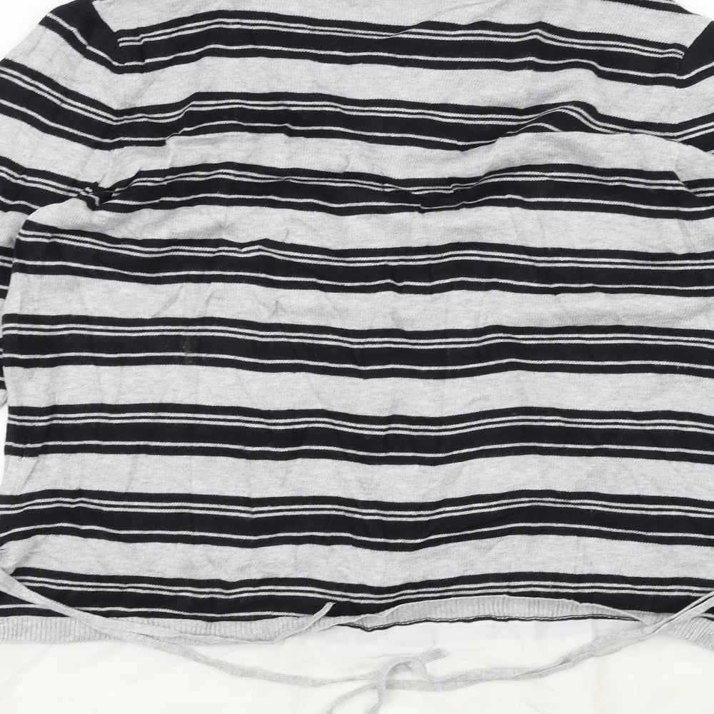 Dorothy Perkins Womens Grey Striped Pullover Jumper Size 14