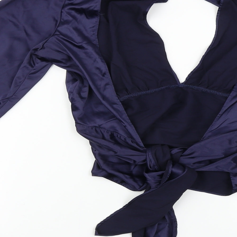 Preworn Womens Blue Cropped Blouse Size S
