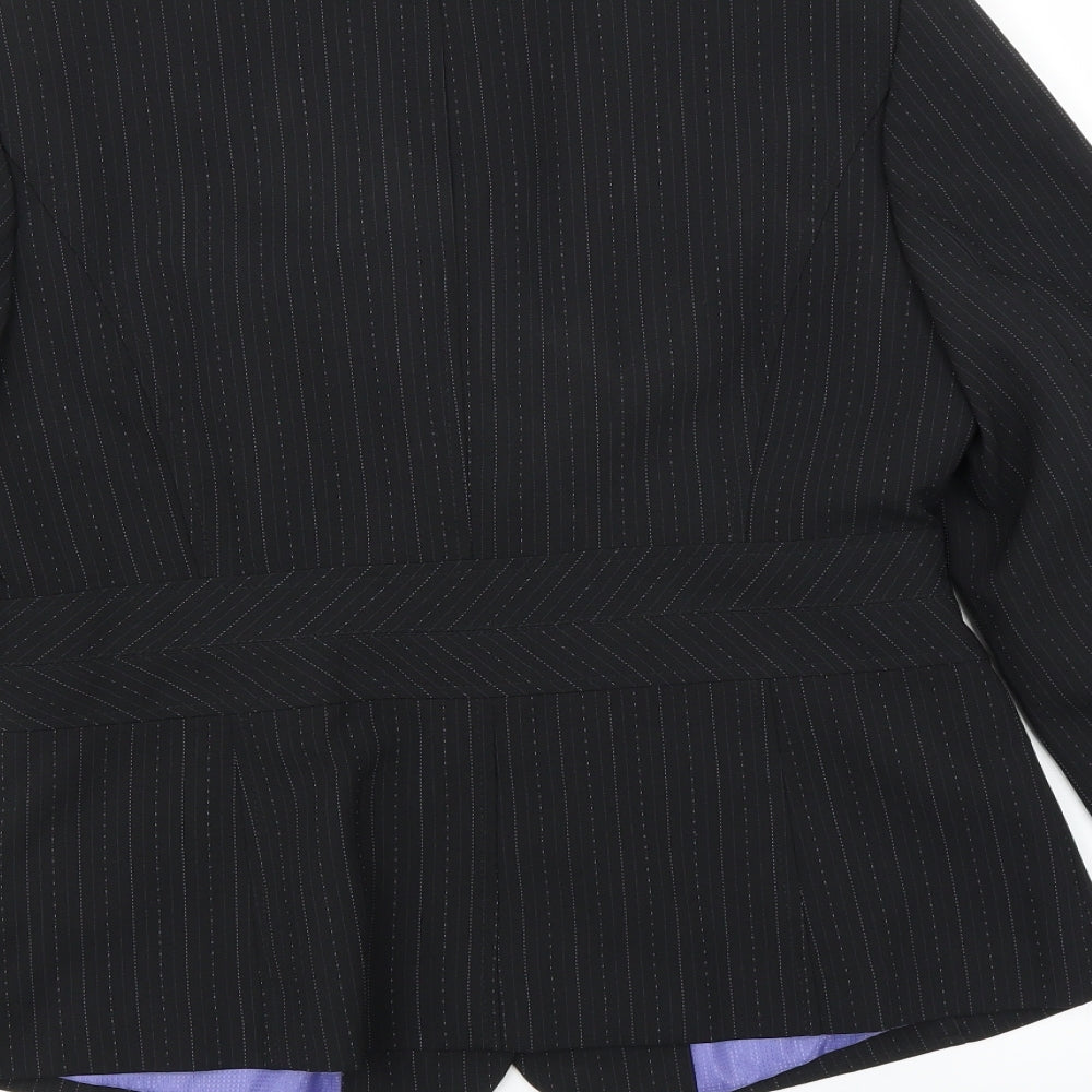 George Womens Black Striped Jacket Blazer Size 14