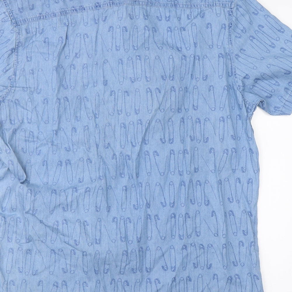 J Heart & Bros Mens Blue Button-Up Size L