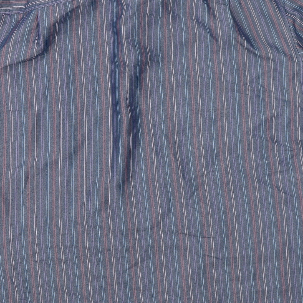 Marks & Spencer Mens Blue Striped Button-Up Size L