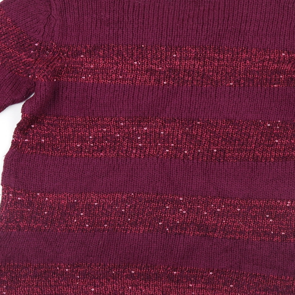 Isle Womens Purple Striped Pullover Jumper Size 10