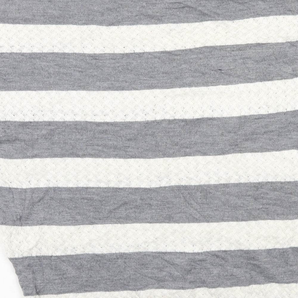 FOREVER 21 Womens Grey Striped Pullover Jumper Size M - Bat Wing