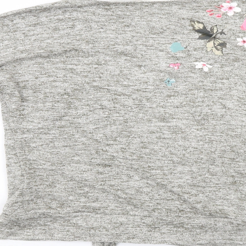 H&M Girls Grey Floral Pullover Jumper Size 11-12 Years
