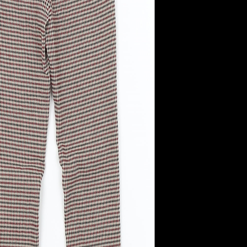 astradivarius Womens Multicoloured Check Trousers Size 8 L24 in