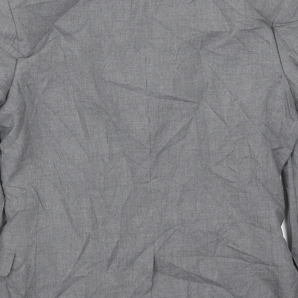 Preworn Mens Grey Houndstooth Jacket Suit Jacket Size 36