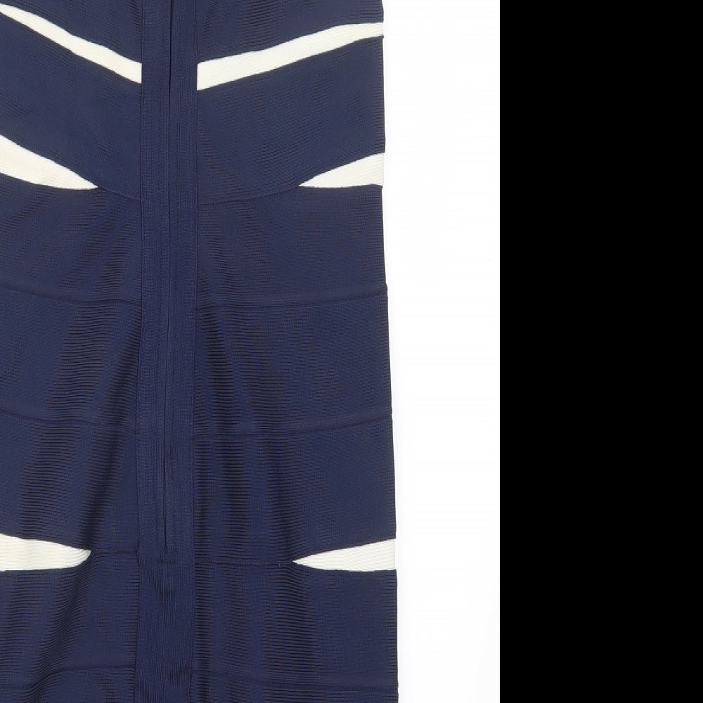 Costa Blanca Womens Blue Striped Straight & Pencil Skirt Size M