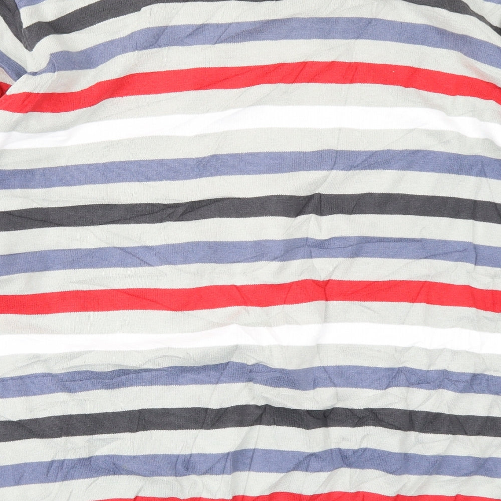 M&Co Mens Grey Striped Pullover Jumper Size L