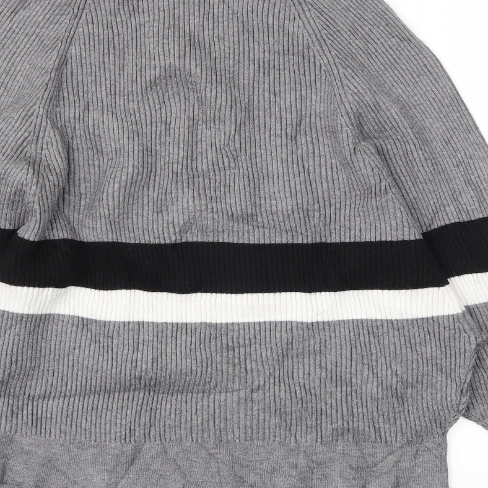 SWEEWE Womens Grey Striped Pullover Jumper Size M