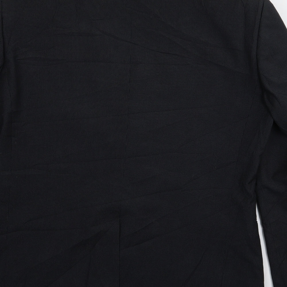 macson Mens Black Striped Jacket Blazer Size 36