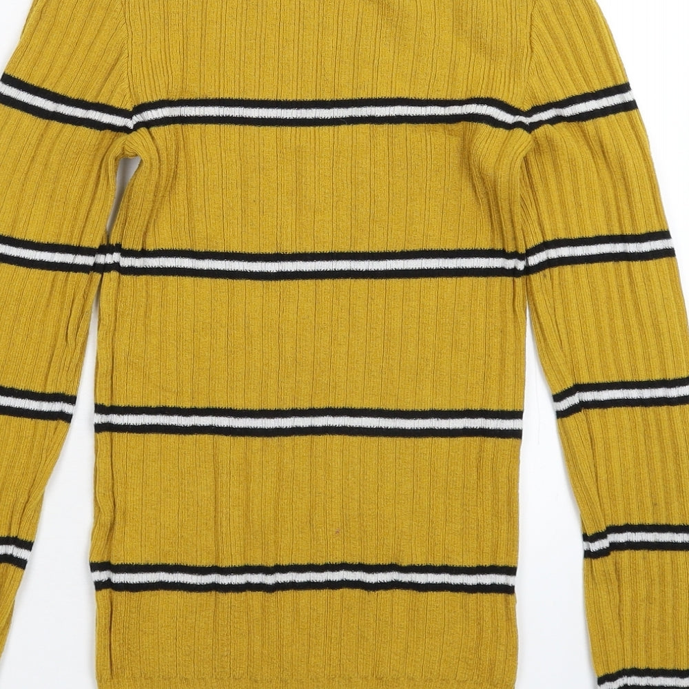 Primark Womens Yellow Striped Knit Pullover Jumper Size 6