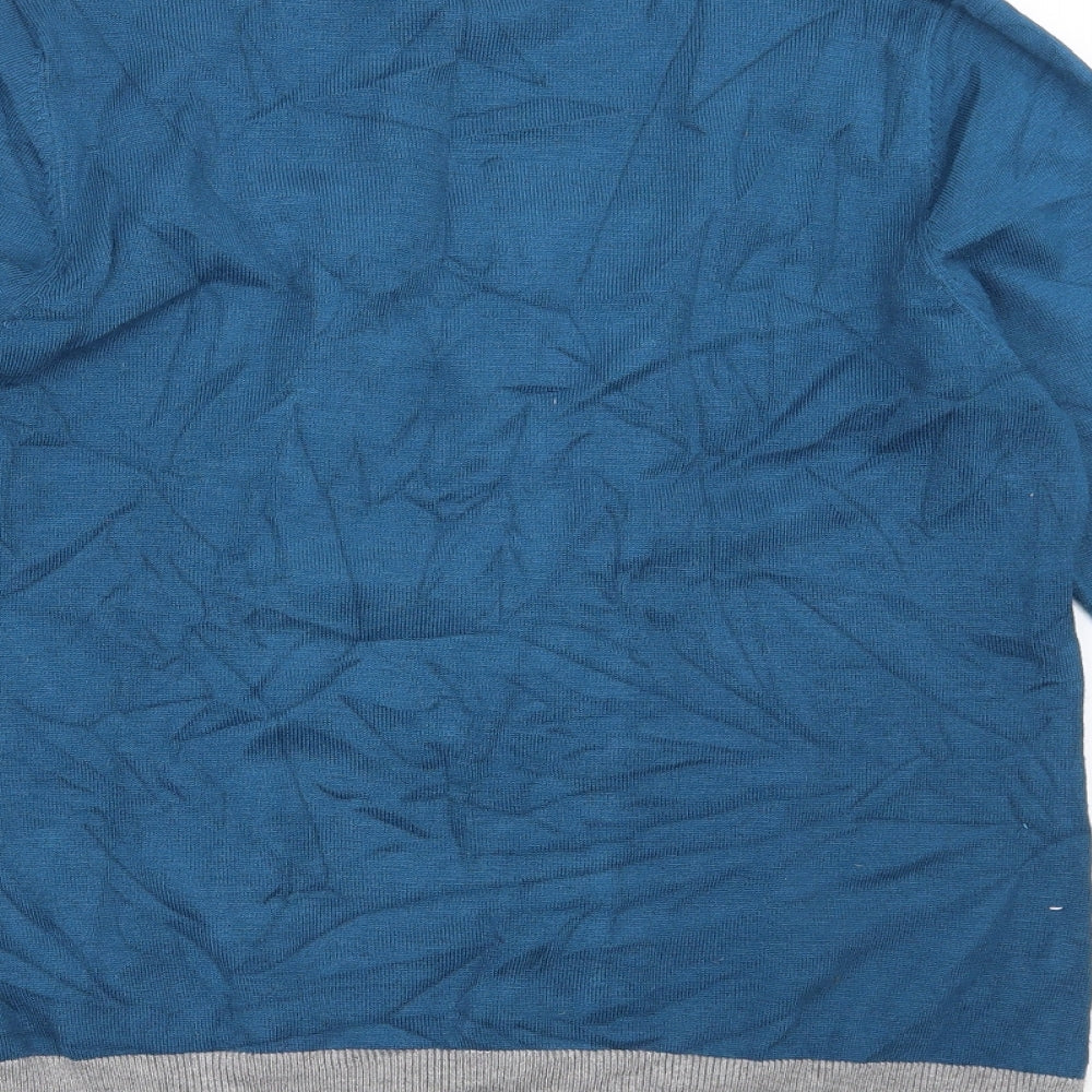 alexara Womens Blue Pullover Jumper Size M - jumper with over cardigan detail