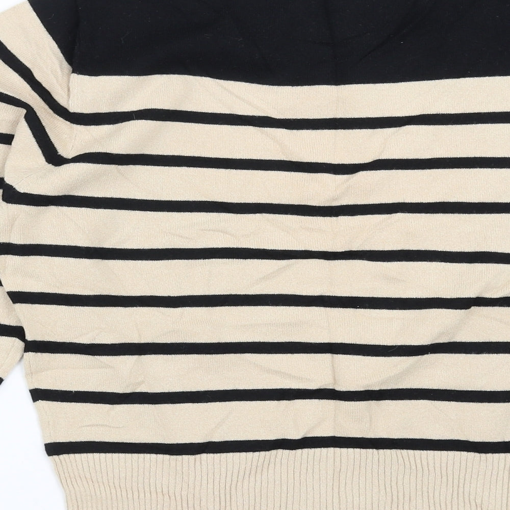 Marks & Spencer Womens Beige Striped Pullover Jumper Size 14