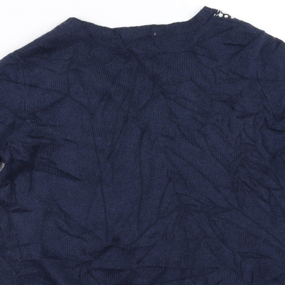 NEXT Womens Blue Knit Cardigan Jumper Size 10 - beaded